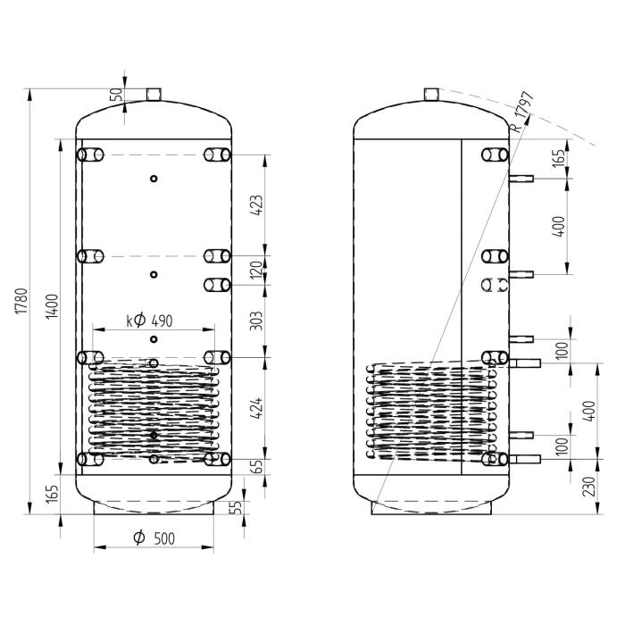 Akumulační nádrž 500l KXT1, d650