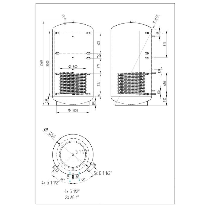 Akumulační nádrž 3000l KXT1, d1250