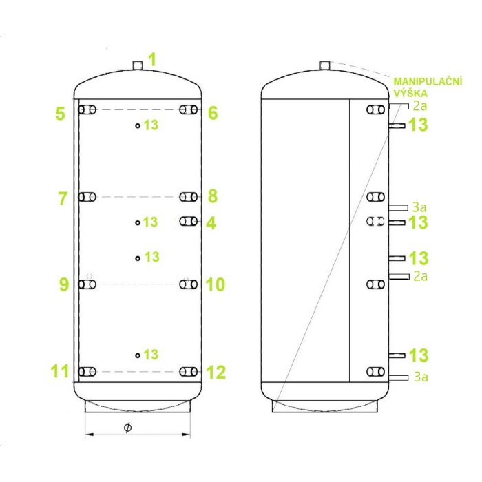 Akumulační nádrž 3000l KXT2, d1250