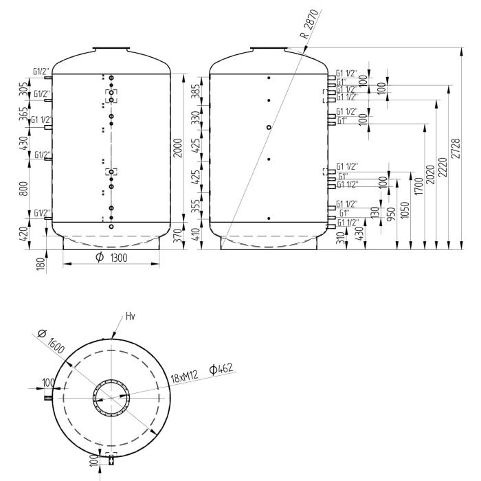 Akumulační nádrž 5000l MT0, d1600 +DN32