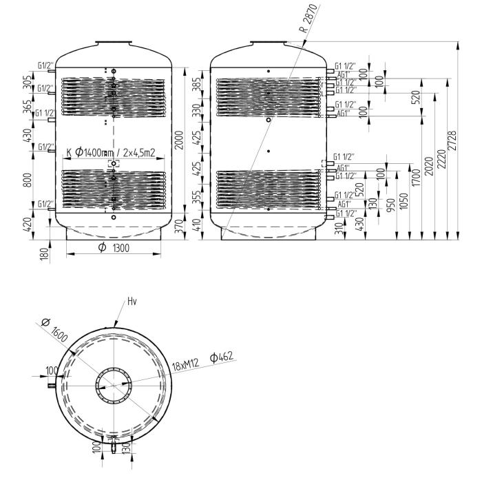 Akumulační nádrž 5000l MT2, d1600 +DN32