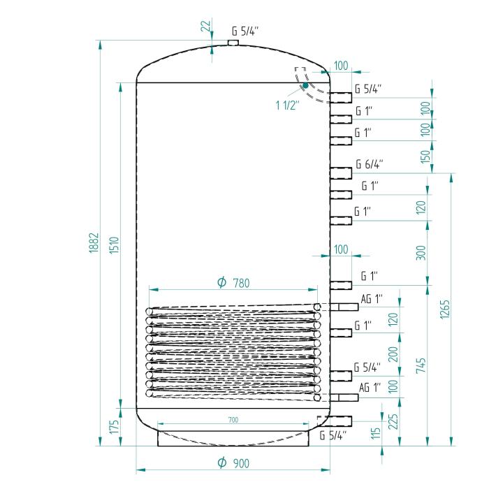 Akumulačná nádrž 1200l MG1, d900