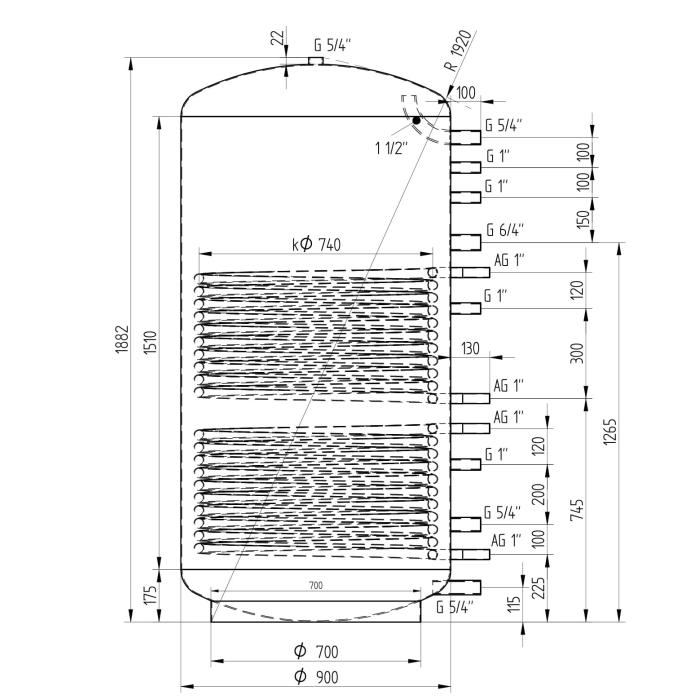 Akumulačná nádrž 1200l MG2, d900
