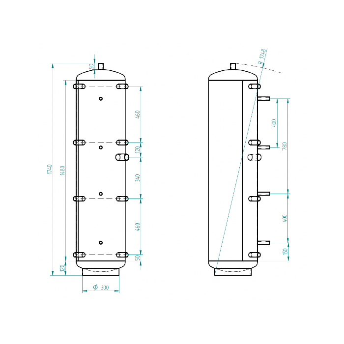 Akumulační nádrž 200l KXT0, d400