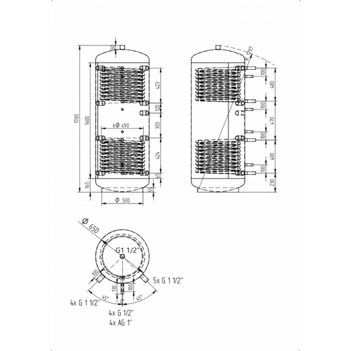 Akumulačná nádrž 500l KXT2, d650