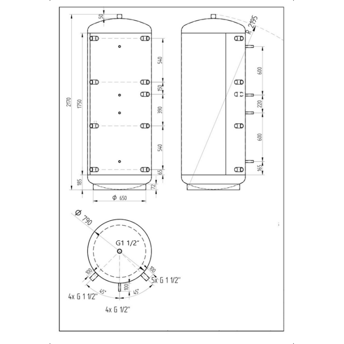 Akumulační nádrž 1000l KXT0, d790