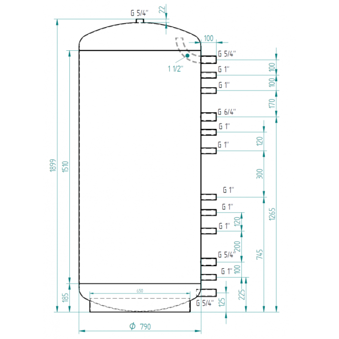 Akumulační nádrž 800l MG0, d790