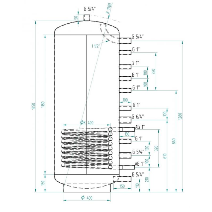 Akumulační nádrž 300l MG1, d550