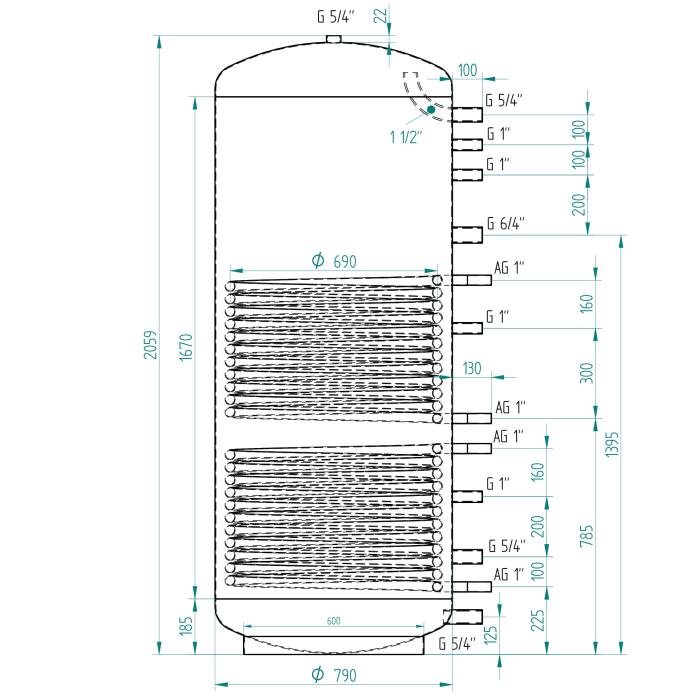 Akumulačná nádrž 1000l MG2, d790