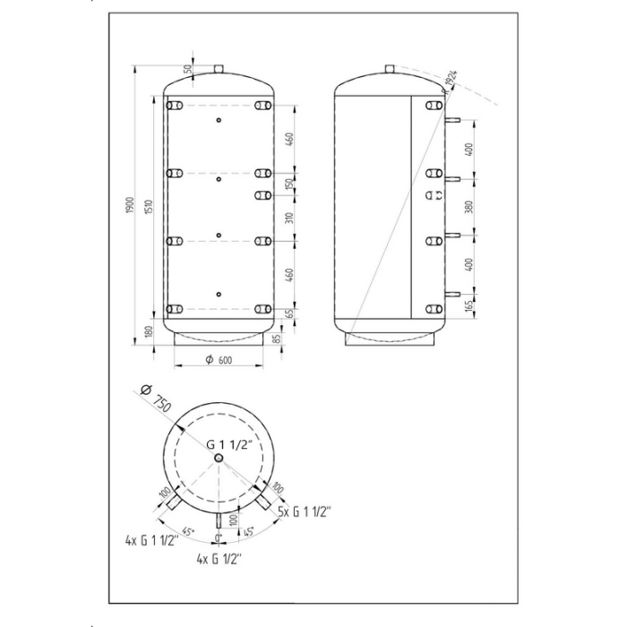 Akumulační nádrž 750l KXT0, d750