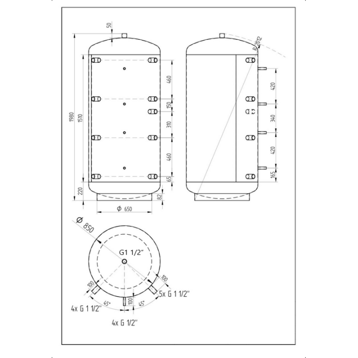 Akumulační nádrž 1000l KXT0, d850
