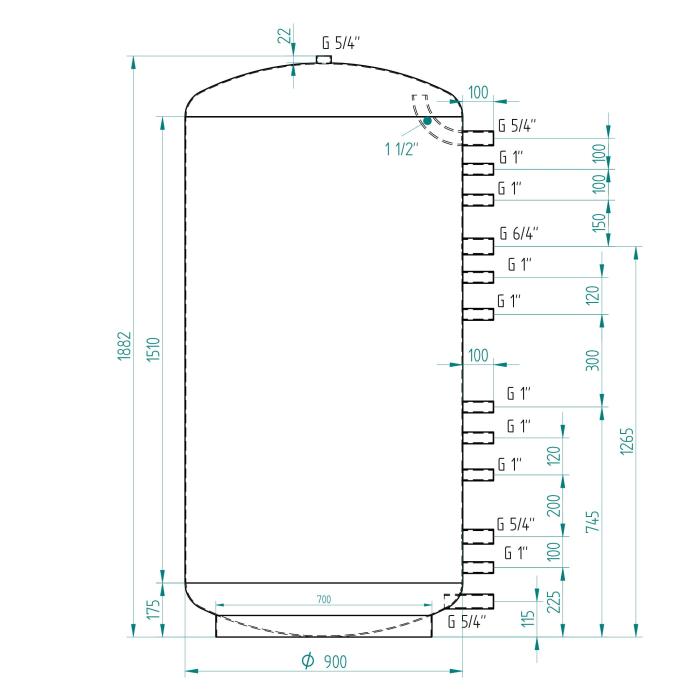 Akumulační nádrž 1200l MG0, d900