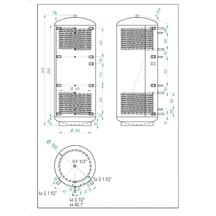 Akumulačná nádrž 1500l KXT2, d900