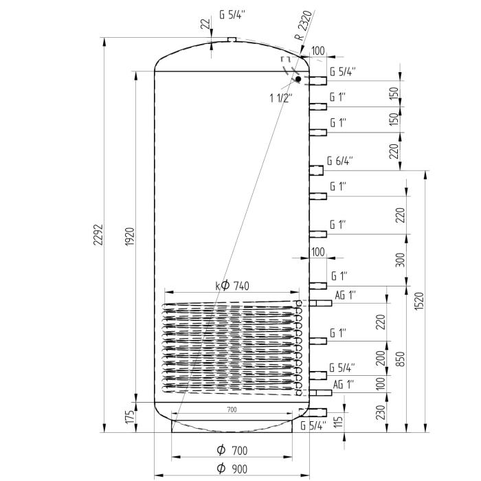 Akumulační nádrž 1500l MG1, d900
